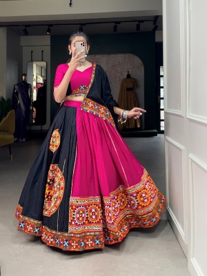 New Tradition Pure Cotton With Mirror Work For Lehenga Choli For Navratri